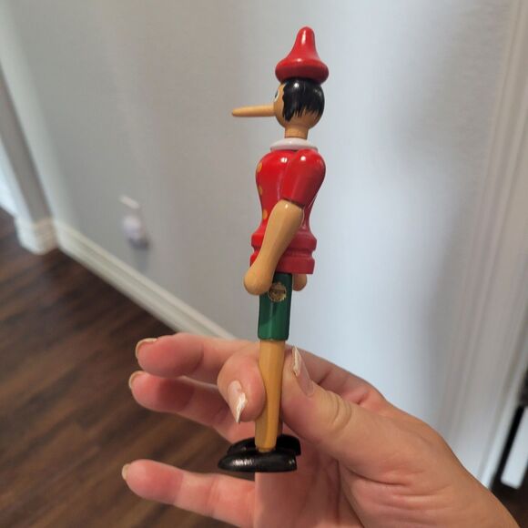 Vintage Pinocchio Handmade in Italy Jointed Articulated Wooden Boy Ornament Toy - Picture 10 of 12